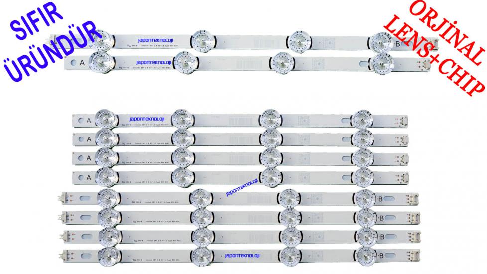 LG INNOTEK DRT 3.0 42, 42LB SERİSİ 42LB652V , 42LB620V, 42LF580N, 42LB582V, 42LB580N LED BAR TAKIMI 8ADET ORIGINAL LENS