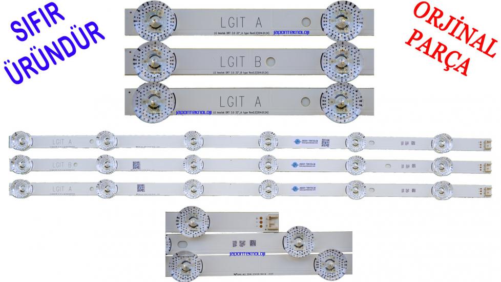 LG Innotek DRT 3.0 32’’ 6920l-0418d , 6920l-0419d LB SERİSİ SIFIR ORJINAL LED BAR TAKIMI 3 ADET