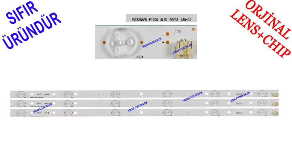 TOSHIBA, 32P1300D, LED BAR, BACKLIGHT, SVT320AF5 _ P1300 _ 6LED _ REV03 _ 130402 - 6 LEDLİ,  32P1300, 32P1400VT, 32P1400VE, 32P1400D, 32P2400VT, TV LED BAR
