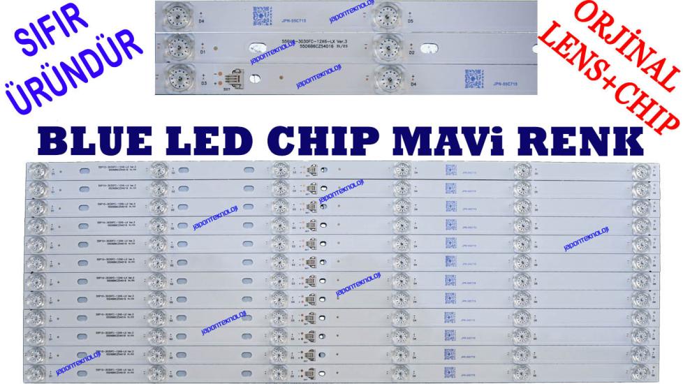 TCL, 55C715, LED BAR, BLUE, MAVİ, TCL, 55C811, 55C815K, 55C715, 55C717, 55C716, 55C78, TCL-55P10-3030FC-12X6-LX20200106, YHF-4C-LB5506-YH10J, LED BAR BACKLIGHT, PANEL LEDLERİ