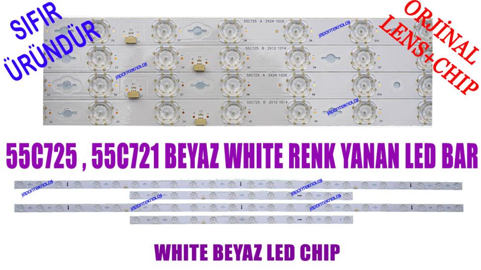 TCL, 55C725, 55C721, 55C728, LED BAR, BACKLIGHT, PANEL LEDLERİ, 55C725 A 2X24 1026, 55C725 B 2X12 1014, LVU550NDEL, CS9W66 V2, ST5461D12-6