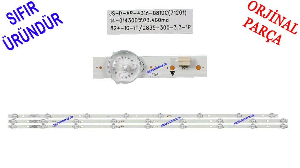 JS-D-AP4316-081DC - 9 Ledli, JS-D-AP4316-081DC/JS-D-AP4316-091DC Suitable For Senko LY430-DH01W 43A16B LMDS430D16C-07