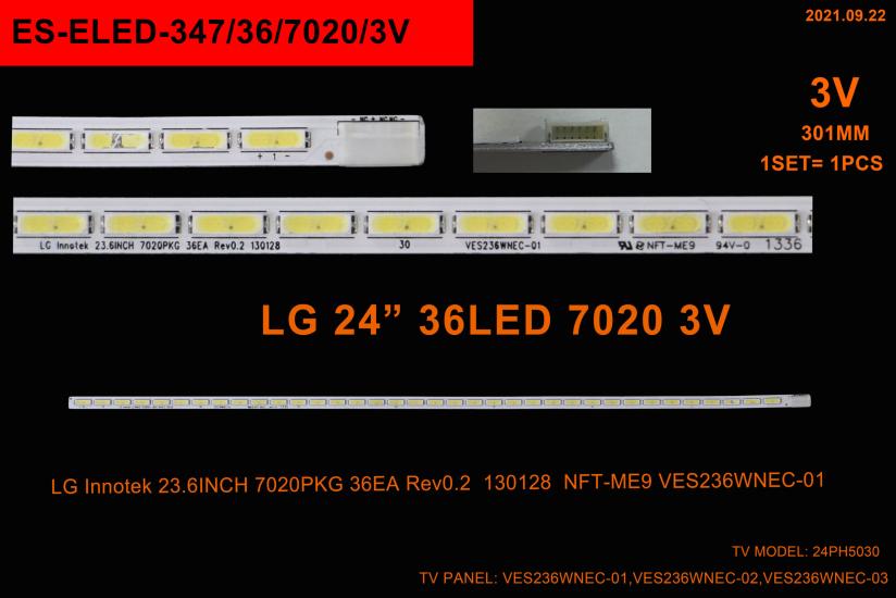 LG, Innotek 23.6INCH 7020PKG 36EA Rev0.2, 130128, NFT-ME9, VES236WNEC-01, 24PH5030, SEG 24’’ , 242226B, TV LED BAR