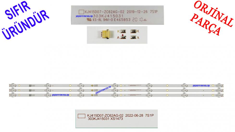 SABA, SB42200, LED BAR, Skytech, SST-4360D, LED BAR, DİJİTSU, dijitsu, DJT42 LED BAR, KJ415D07-ZC62AG-02, 303KJ415031, 7S1P 7 LEDLİ 76.6 CM, 3 ŞERİT