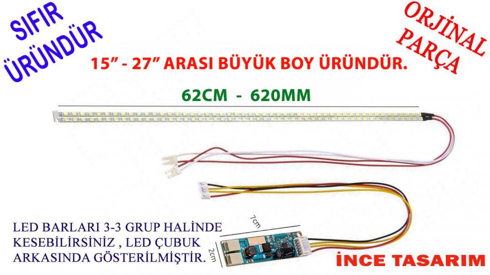 15-27 İNÇ ARASI, UNIVERSAL MONITOR LED , üniversal monitör ledi seti + invertör kart + florasan yerine led 15’’ - 27’’ ARASI