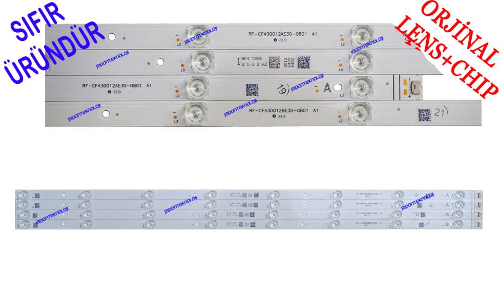 TOSHIBA, 43UL4C63D, 43UA4D63DT, VESTEL, 43UA9600, 43U9700, PANEL LEDLERİ, LED BAR, BACKLIGHT, RF-CF430012BE30-0801, RF-CF430012AE30-0801, 30106500, 30106501, 30106499 , 30106497