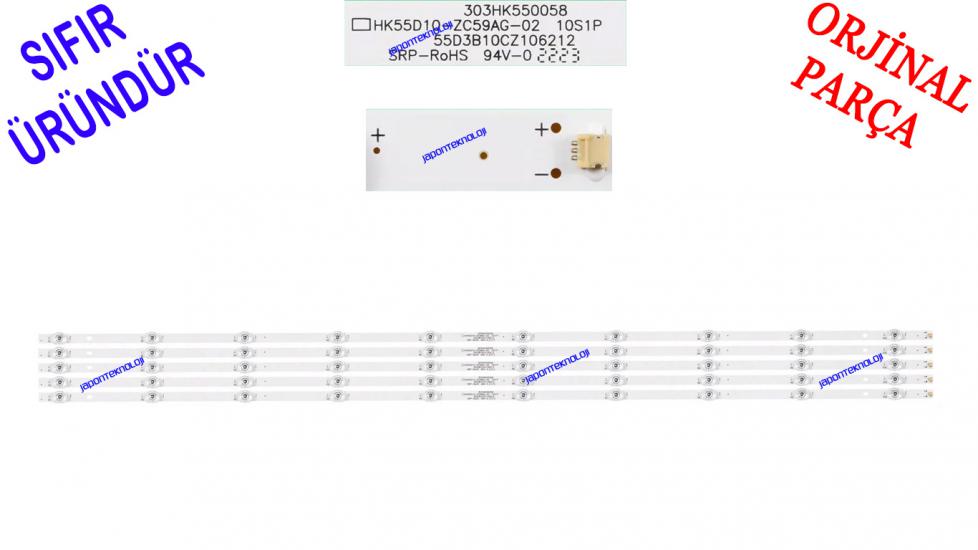 06-55F9-3030-0D20-5X10-W12, HK55D10-ZC59AG-02, 303HK55058, LED BAR, BACKLIGHT, PANEL LEDLERİ, 10LEDLİ, 105,9CM